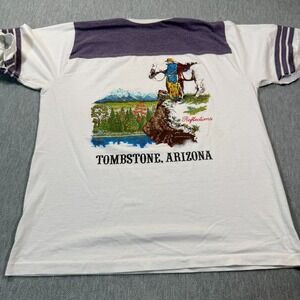 Alore Shirt Men Large White Tombstone Arizona Graphic Ringer 80s Single Stitch